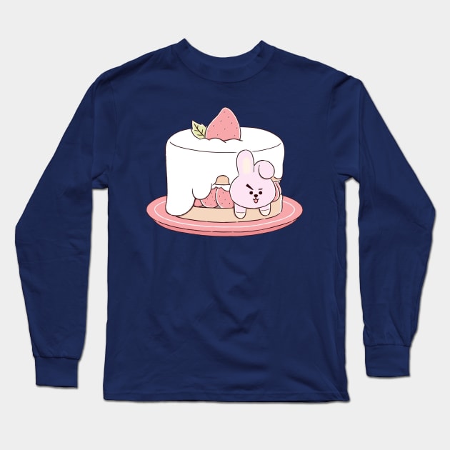 BT21 Cooky Strawberry Cake Long Sleeve T-Shirt by ZeroKara